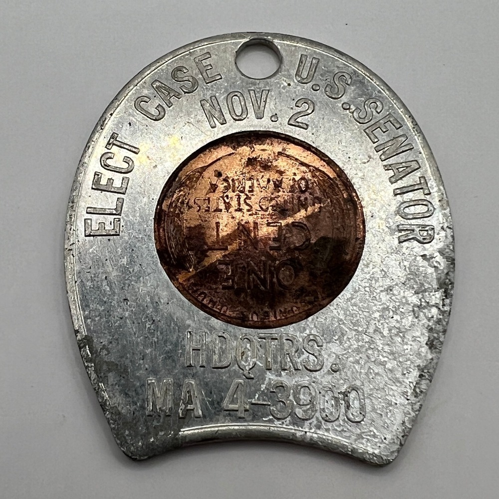 Elect Case for US Senator Horseshoe with 1953 D Penny Political‎ Memorabilia